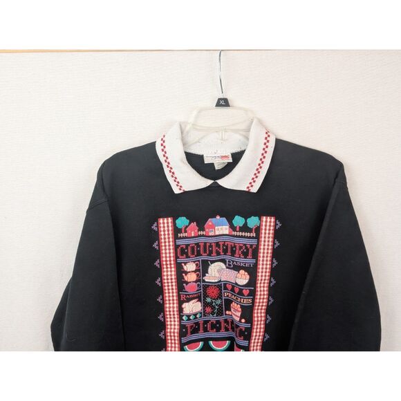 Vintage Morning Sun Country Picnic Collard Sweater Women's Size Large - Picture 2 of 9
